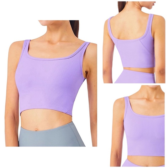 NWOT Chilylori Ribbed Crop Top Fitness - Picture 1 of 9